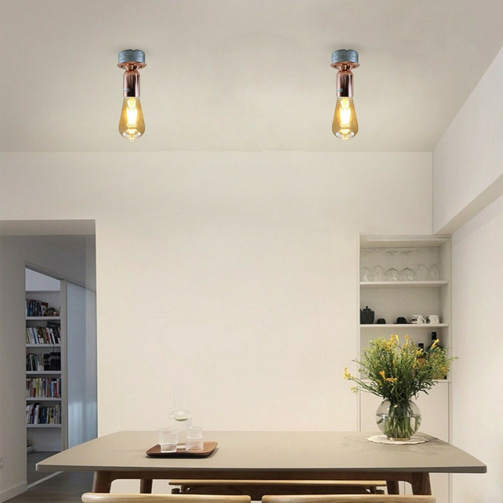 Modern Retro Industrial Vintage Ceiling Light Conduit Metal Flush Mount E27 Lamp~3665