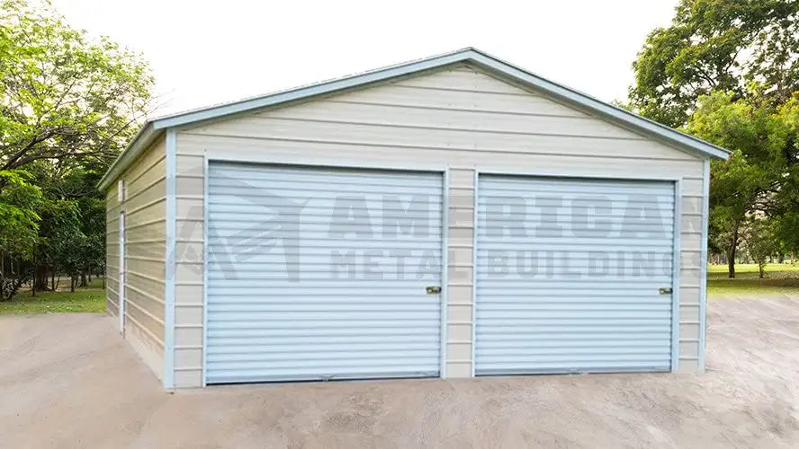 24x25x10 Two Car Vertical Roof Garage