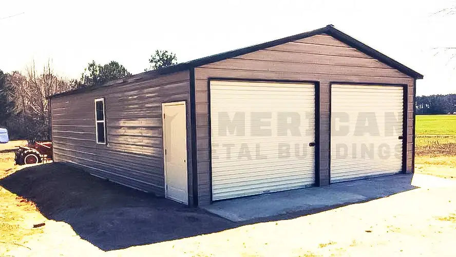 24x40x10 Two Car Metal Garage