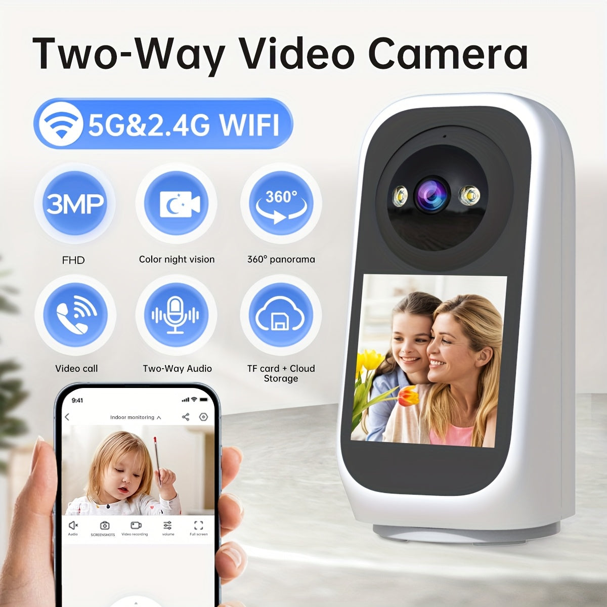 NNETM Indoor 3MP PTZ WiFi Surveillance Camera