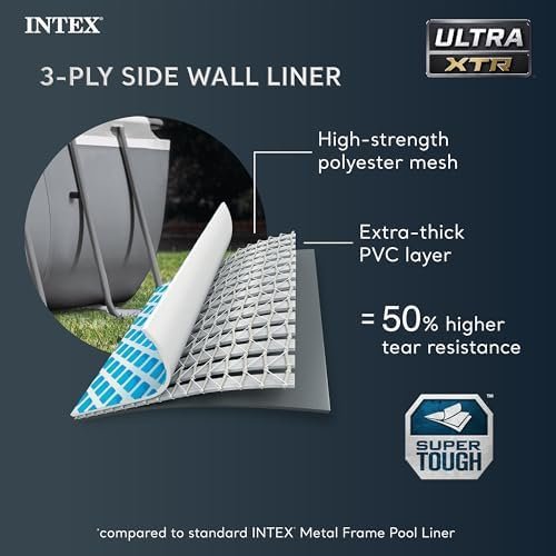INTEX 26363EH Ultra XTR Deluxe Rectangular Above Ground Swimming Pool Set: 24ft x 12ft x 52in – Includes 2100 GPH Sand Filter Pump – Easy Assembly