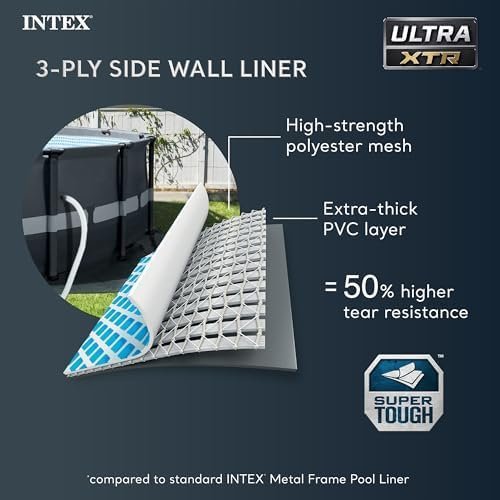 Intex Ultra XTR Frame 14′ x 42″ Round Above Ground Outdoor Swimming Pool Set with Sand Filter Pump, Ladder, Ground Cloth, and Pool Cover