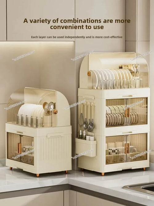 Kitchen Bowl Rack, Tableware Storage Box, Household with Lid, Tableware, Bowl Box, Dish Drain Rack, Plastic Cupboard