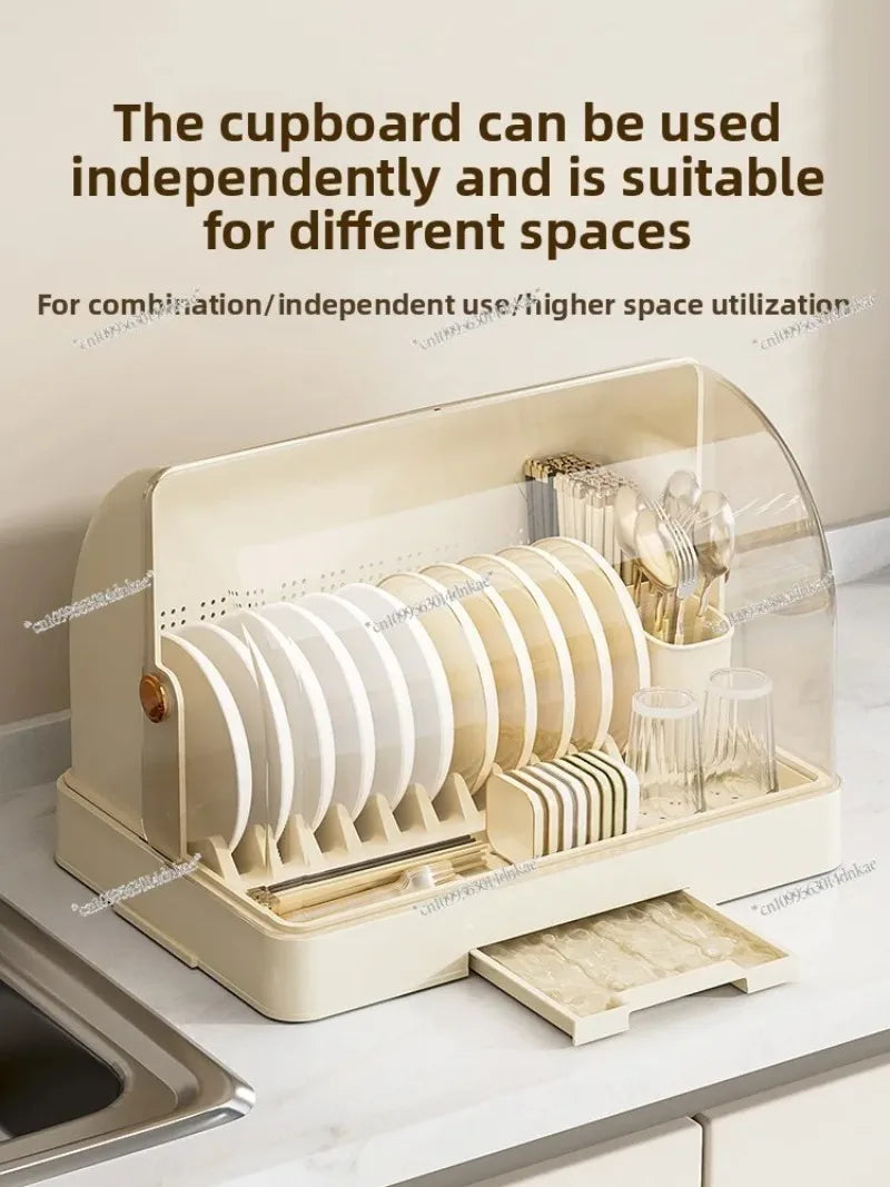 Kitchen Bowl Rack, Tableware Storage Box, Household with Lid, Tableware, Bowl Box, Dish Drain Rack, Plastic Cupboard