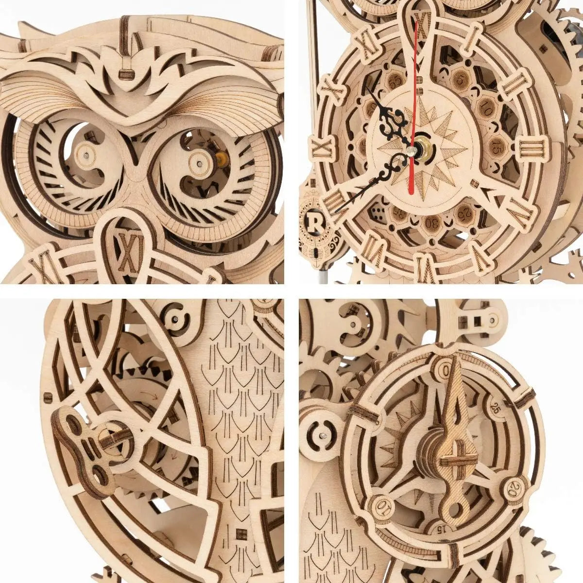 Robotime Rokr 3D Puzzle Wooden Owl Clock Wooden Mechanical Model Kit Craft Wooden Kit for Adults Best Christmas Gift