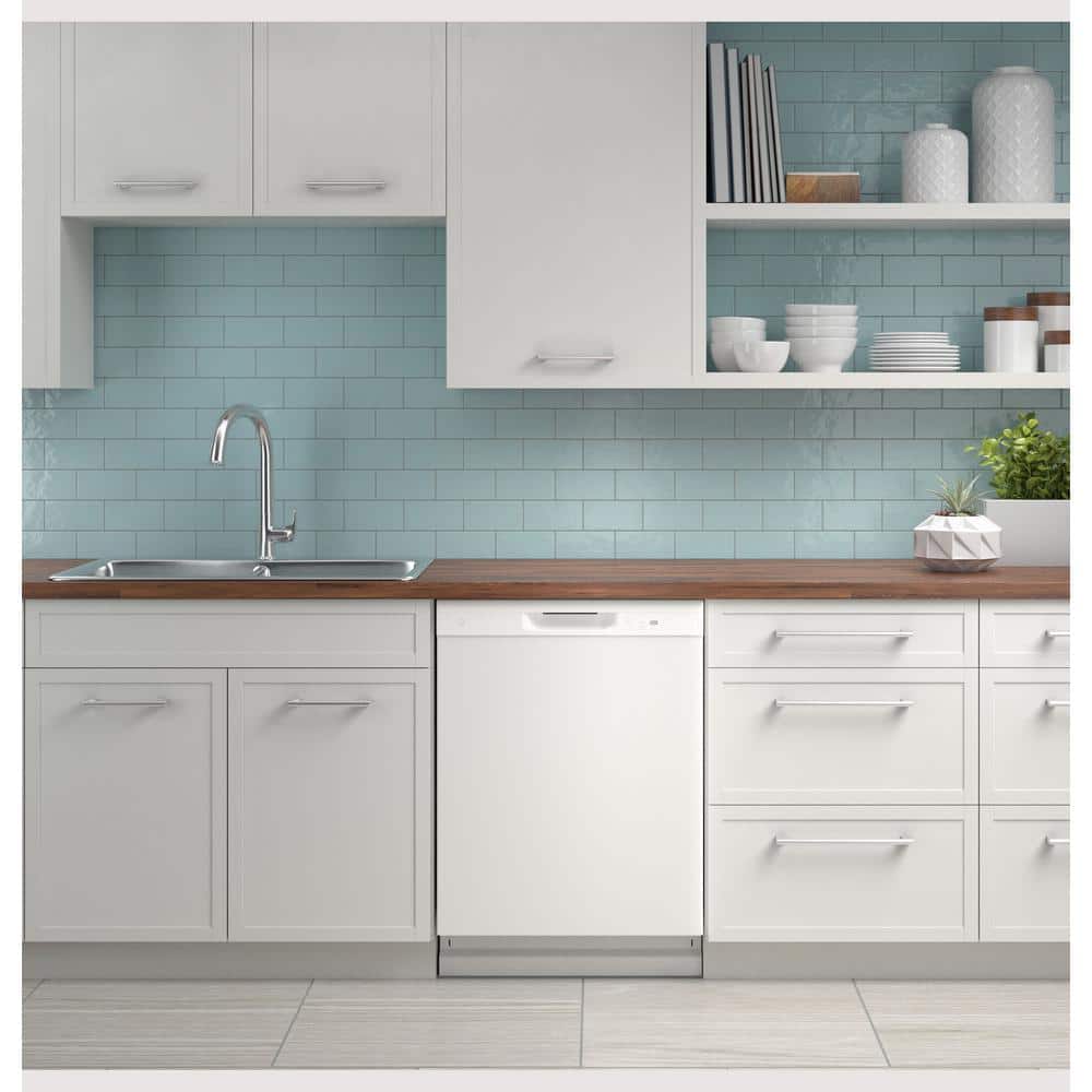 GE  24 in. White Front Control Built-In Tall Tub Dishwasher with 60dBA, ENERGY STAR